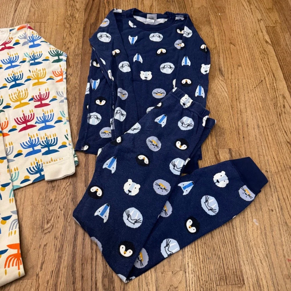 Hanna Andersson Kids 10 Organic Cotton Pajamas Set Hanukkah Arctic Animals 140cm